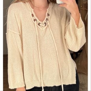 Cream Sweater w/ Front Detailing
